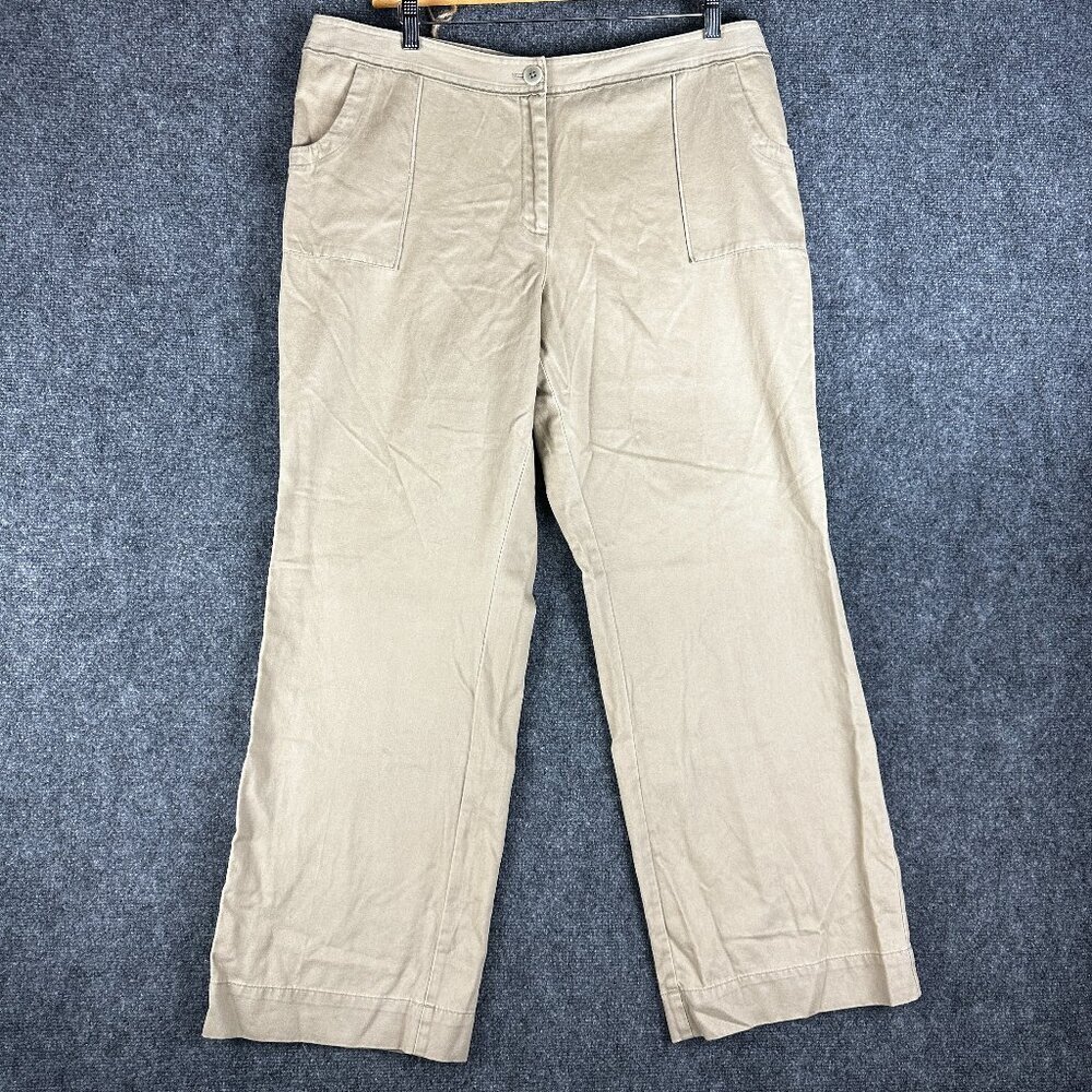 J Jill Pants Womens 18 Khaki Genuine Fit Below Waist Tan Cotton Pockets ZIP NEW